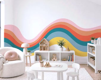 Muursticker regenboog | Regenboogmuurschildering | Speelkamerdecoratie | Aangepaste kleuren