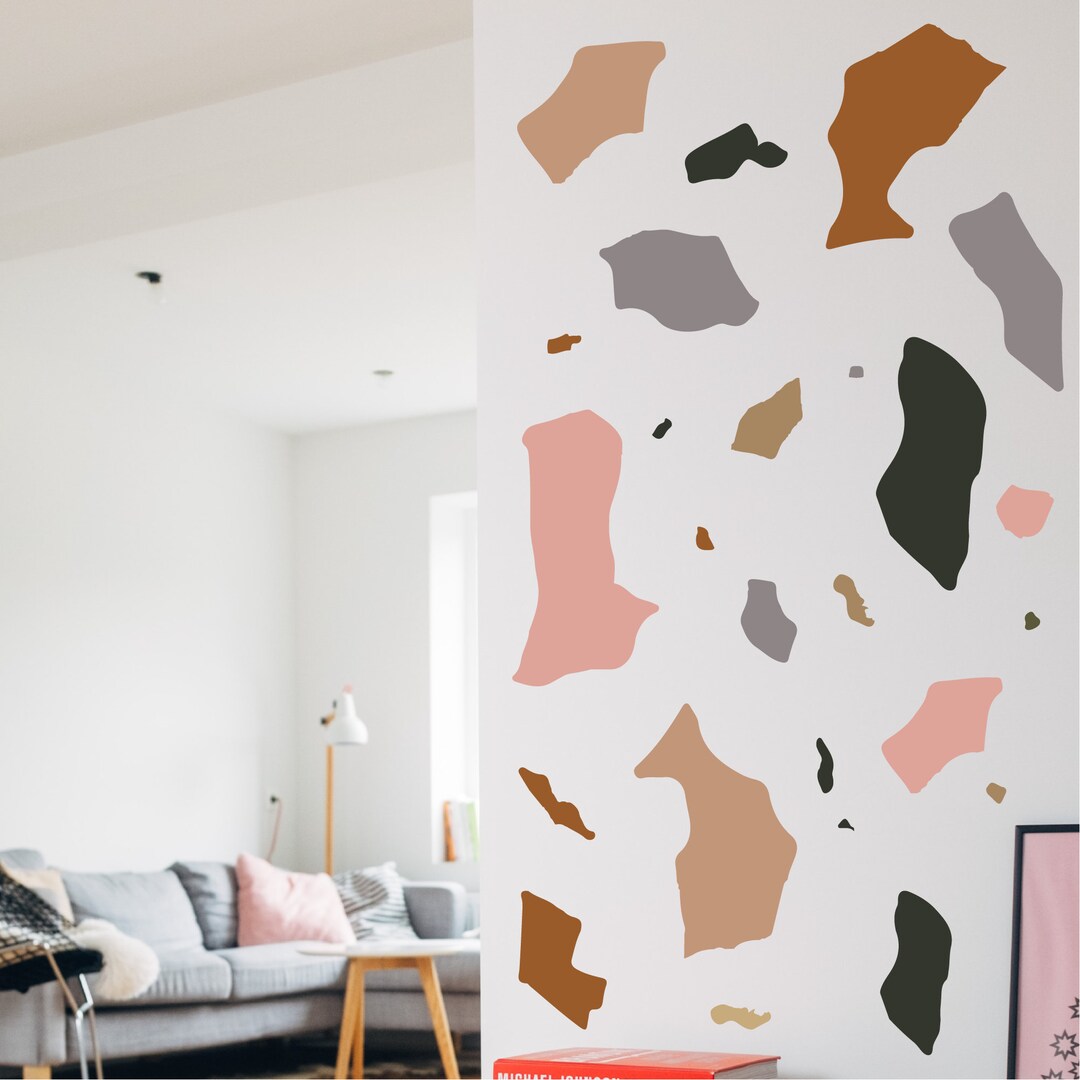 Large Colorful Terrazzo Wall Stickers, Peel and Stick Wall Mural