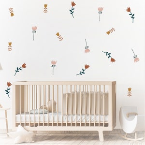 Flowers Fabric Wall Stickers - Removable & Reusable - Peel and Stick - Flower Wall Decor