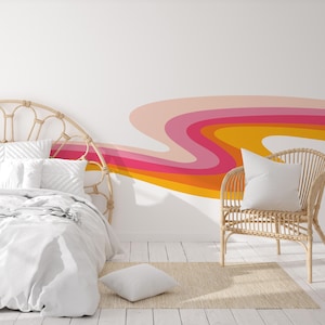 Wall Decal - Wavy Stripe - Retro Wall Art - Kids Room Decal - Reusable and Removable Wall Stickers