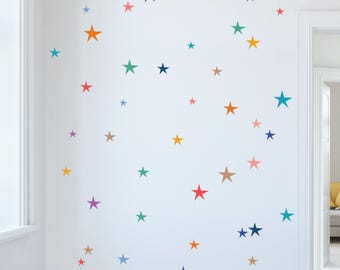 Star Decal, Boys Decal, Girls Wall Decal, Stars wall stickers, Colorful Wall Sticker, Nursery Decal, Fabric Peel and Stick