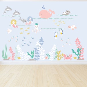 Under The Sea Decal , Vinyl Wall Decal , Ocean Decals, Ocean Wall Decals, Dolphin Wall Decal, Mermaid wall decal