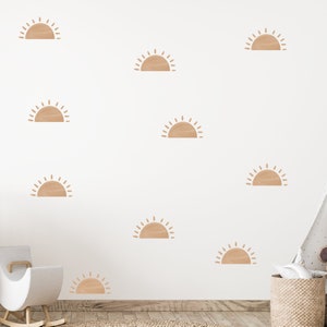 Wall Decal - Neutral Watercolor Half Suns - Sun Wall Sticker - Sun Wall Decals - Boho Nursery Decor
