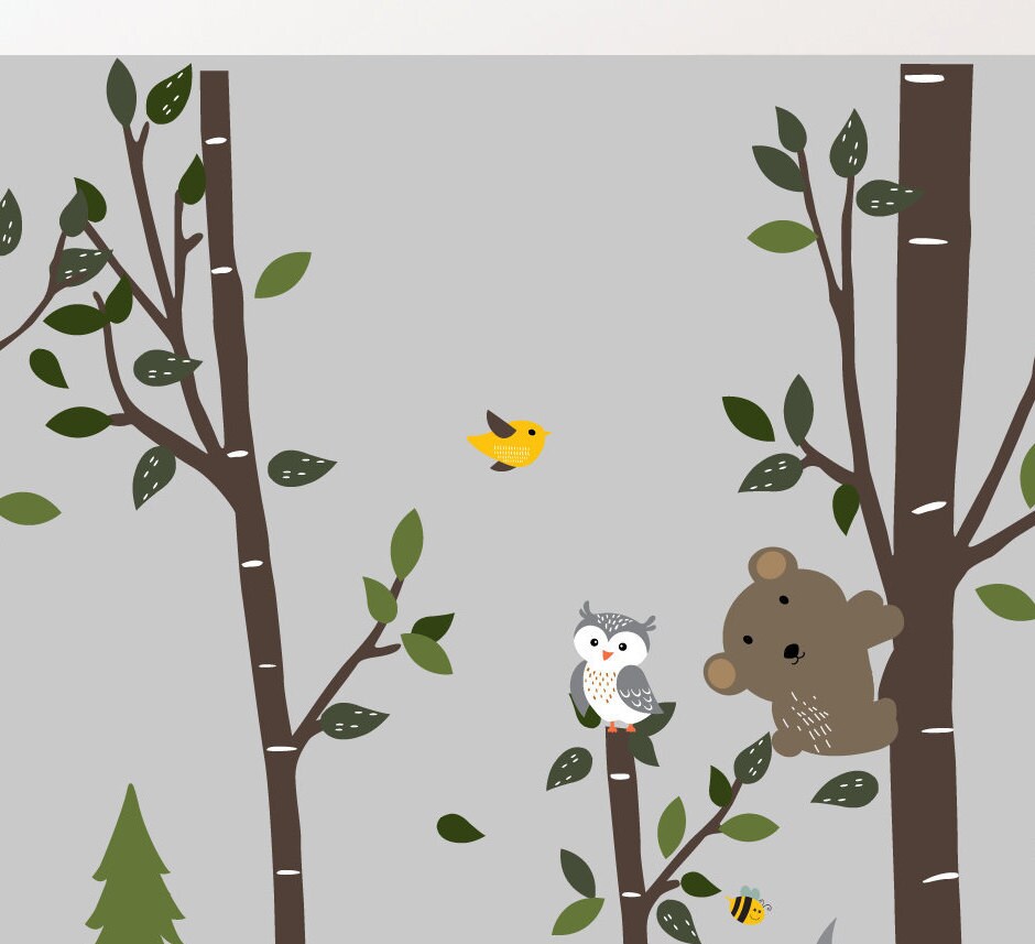 Forest Wall Decal Pine Tree Wall Decal Vinyl Wall Decal Etsy