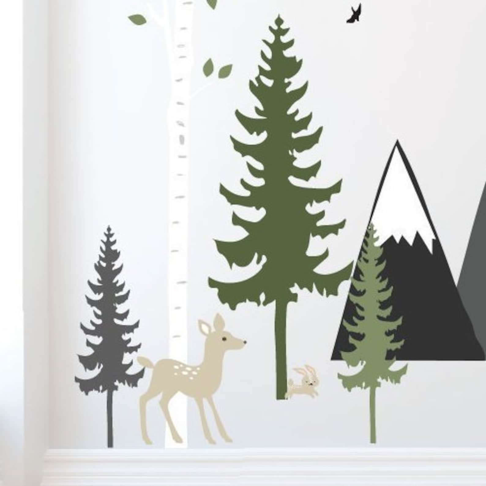 Forest Wall Decal Pine Tree Wall Decal Mountain Wall decal Etsy
