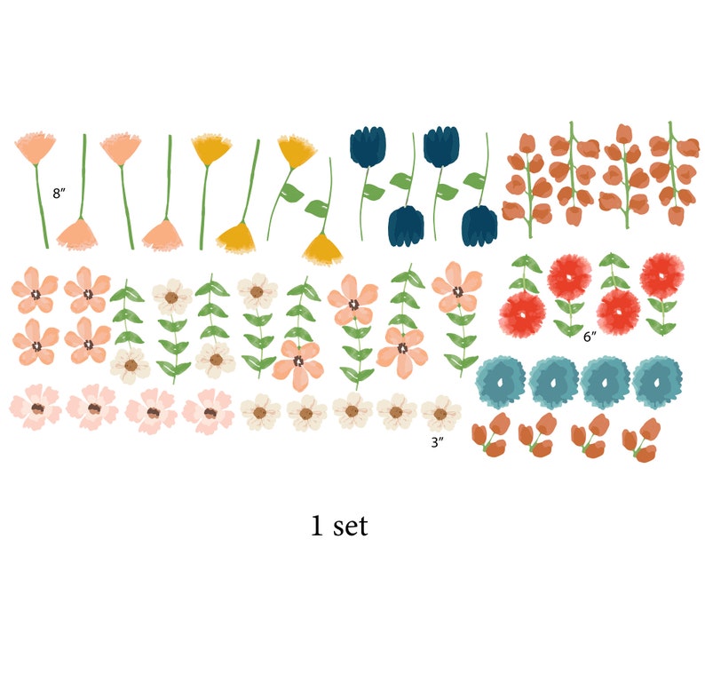 Flowers Fabric Wall Stickers Removable & Reusable Peel and Etsy