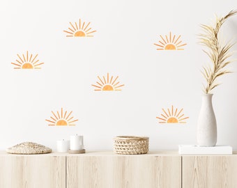 Wall Decal - Watercolor Half Suns - Sun Wall Sticker -  Sun Wall Decals
