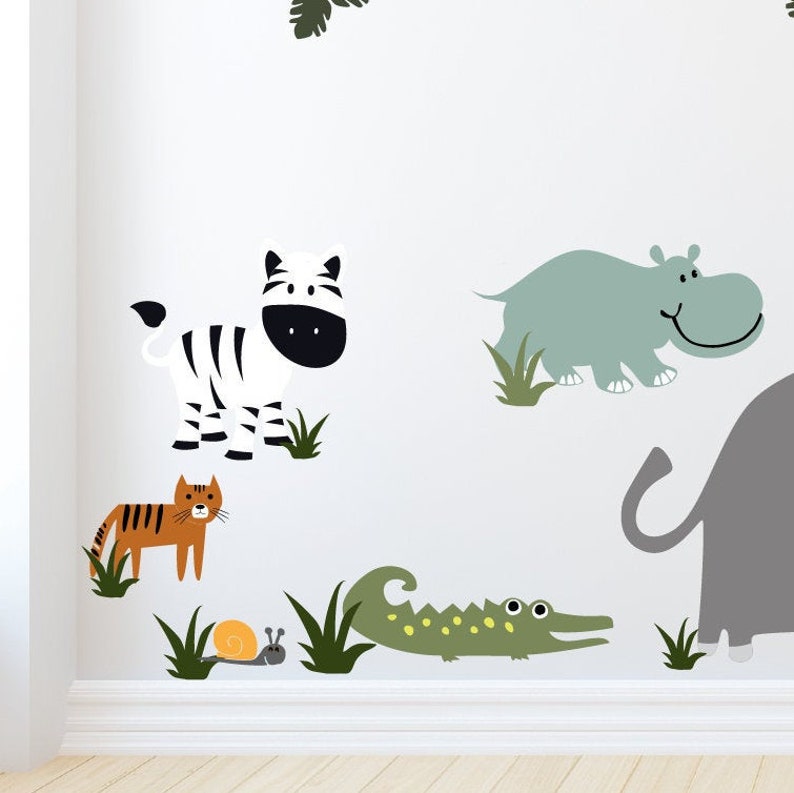 Wall Decal Happy Jungle Friends Etsy