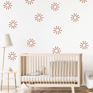 Wall Decal - Neutral Watercolor Mauve Sun Decals - Sun Wall Sticker - Sun Wall Decals - Boho Nursery Decor