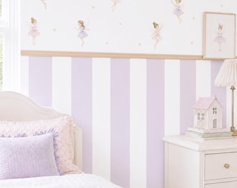 Muurstickers met lila strepen | Verwijderbare zelfklevende stof | Muurdecoratie voor de babykamer van een meisje