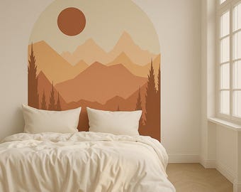 Boho Terracotta Fabric Peel and Stick Arch Wall Decal • 50+ Color Options • Multiple Sizes