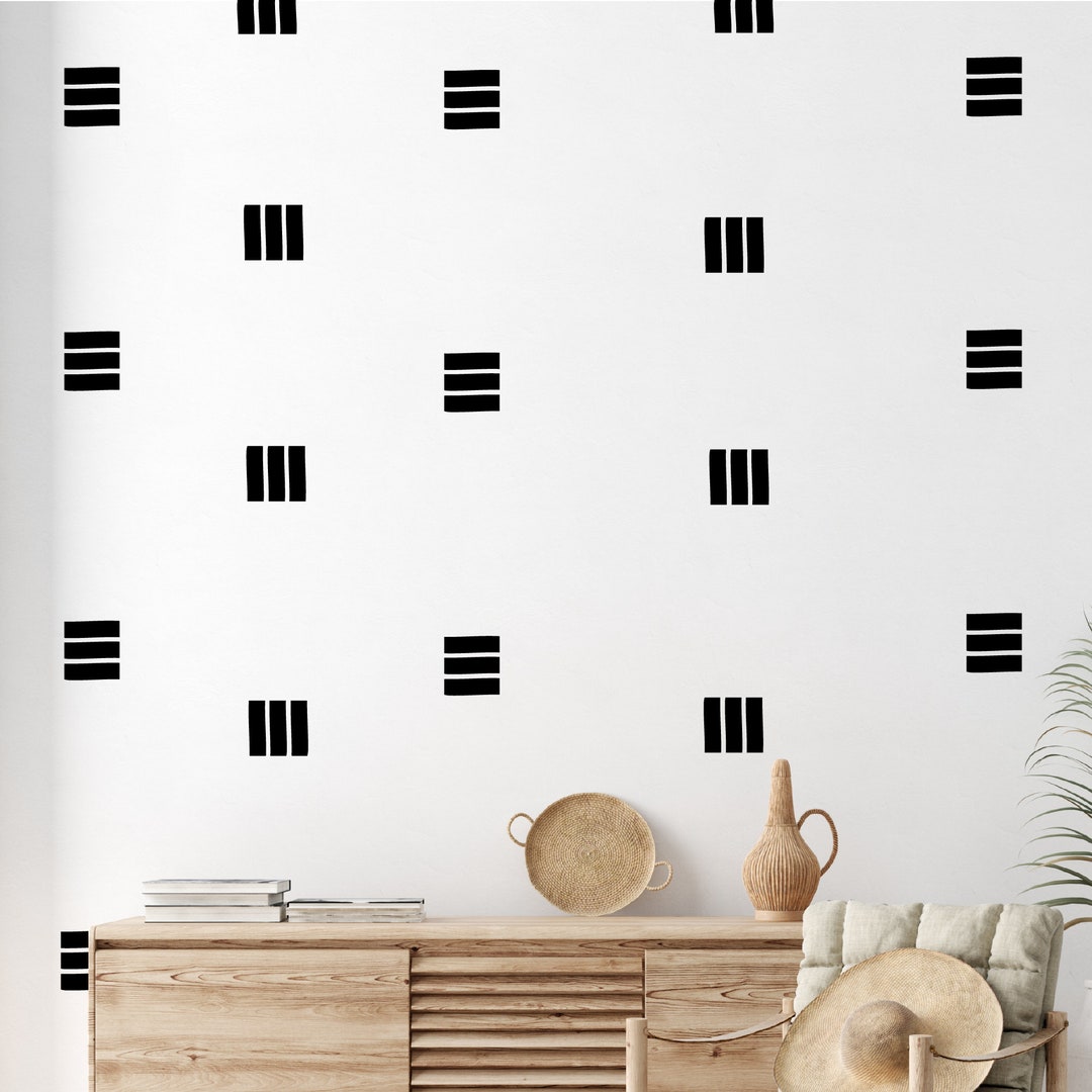 Line Wall Decals, Minimalist Stripe Wall Stickers, Colorful Bohemian
