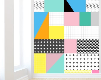 Retro jaren 80 geometrische Memphis muurstickers