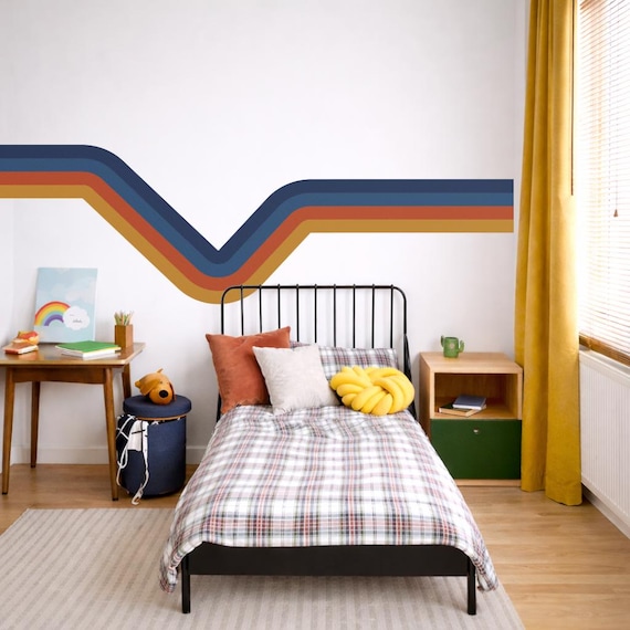 70's Inspired Retro Wall Decal – Golden Sunshine Peel and Stick Vinyl Fabric