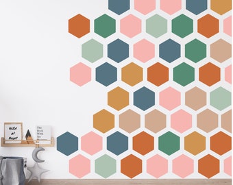 Hexagon Wall Decals - Honeycomb Wall Decals - Geometric Wall Decals - Colorful Decals - Modern Wall Decor