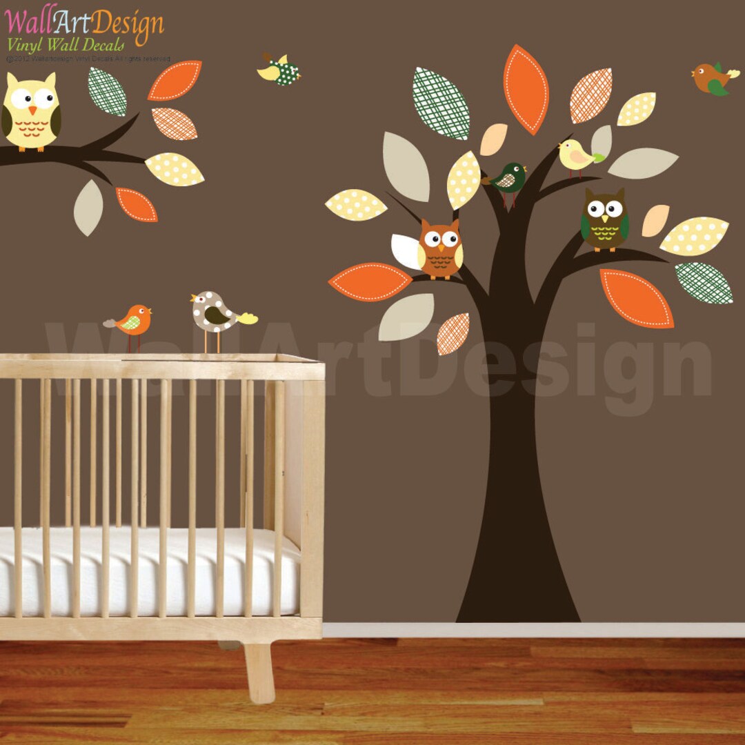 Vinyl Wall Decal Stickers Tree Branch Set With Owls Birds - Etsy
