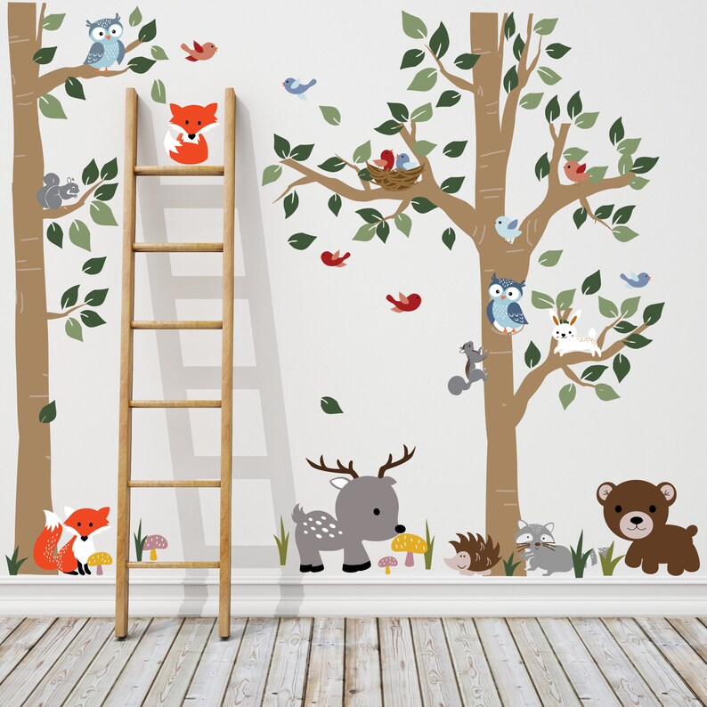 A Walk in the Forest Wildlife Animal Stickers Wall Decals Etsy