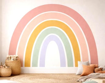 Vinyl Wall Decal: Retro Rainbow Arch Pastel Nursery Decor Kids Peel and Stick Mural