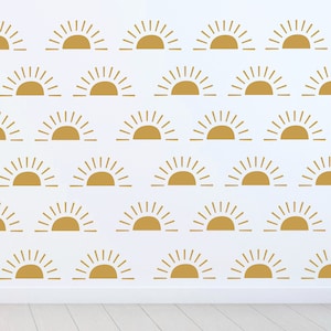 Sun wall decals -  boho wall decals - 3 color half sun wall stickers - nursery wall decals - sunshine wall art- neutral home decor