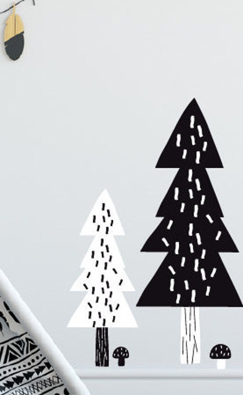 wall mural white nursery decor nature wall decals black and white pine tree decals Pine tree wall decal baby nursery decor