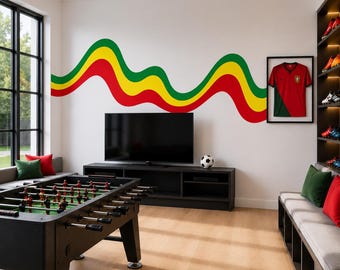 Portugal Flag Retro Wave Stripe Wall Decal | Matte Vinyl Decal