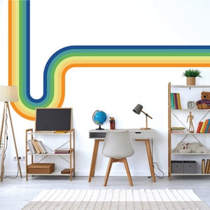Wall Decal - Classic Retro Stripes - Stripes seamlessly connect - Custom Stripe Wall Decals - Blue Green Orange - Boys Room Decor