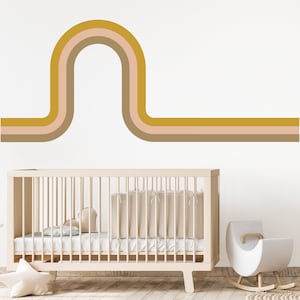 Retro Stripe Wall Decal - Childrens Unisex Minimal Modern Nursery Decor Apartment Wall Decals Interior Home Decor
