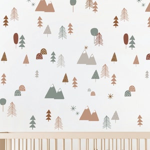 Wall Decal - Magical Woodland - Forest Nursery - Kids Room Wall Decor - Mini earthy boho Pine Tree Wall Stickers - Gift for Baby Shower