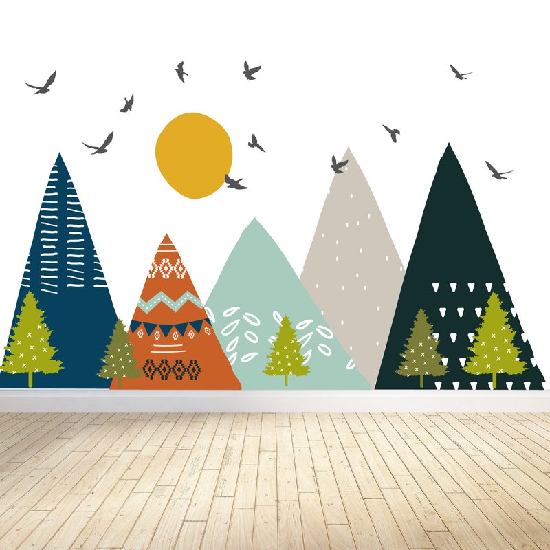 Teal Wall Mural Etsy UK