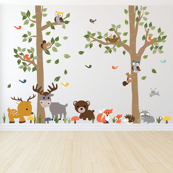 A Walk in The Forest Wildlife Animal Stickers Wall Decals Children Bedroom Decor