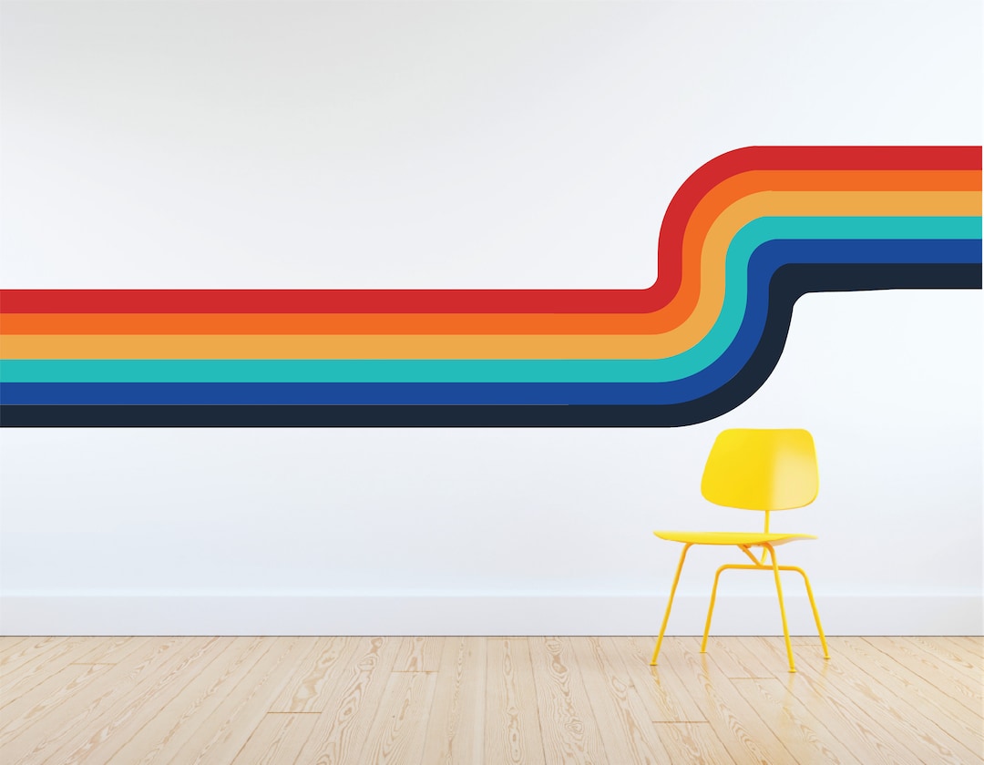 Colorful Retro Stripe Wall Decal/playroom Decal/removable Wall Sticker