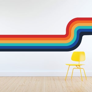 Colorful Retro Stripe Wall Decal/Playroom decal/Removable wall sticker