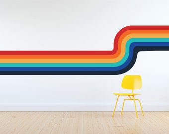 Colorful Retro Stripe Wall Decal/Playroom decal/Removable wall sticker