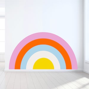 Bright Colored Rainbow Arch Wall Decal, Bed Arch Sticker, Arch Headboard Wall Decal, Color Block Wall Sticker, Bedroom Wall Decal