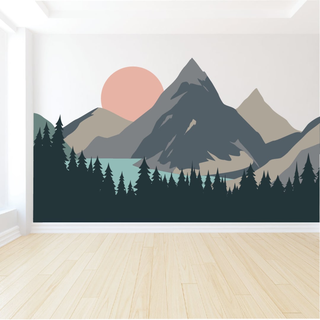Mountain Wall Decal Nursery Wall Decor Peel and Stick Wall Mural