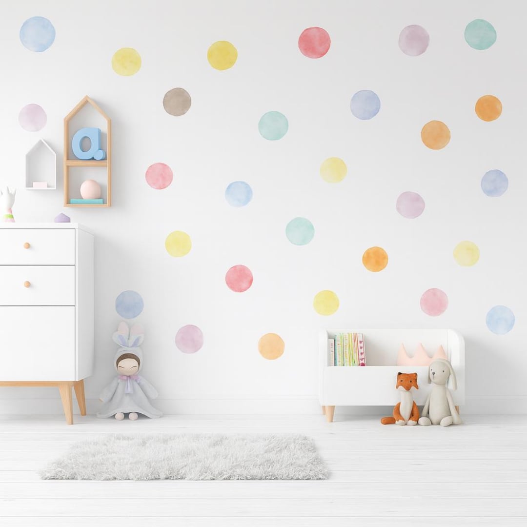 Nursery Wall Decals, Pastel Watercolor Polka Dot Wall Decals - Etsy