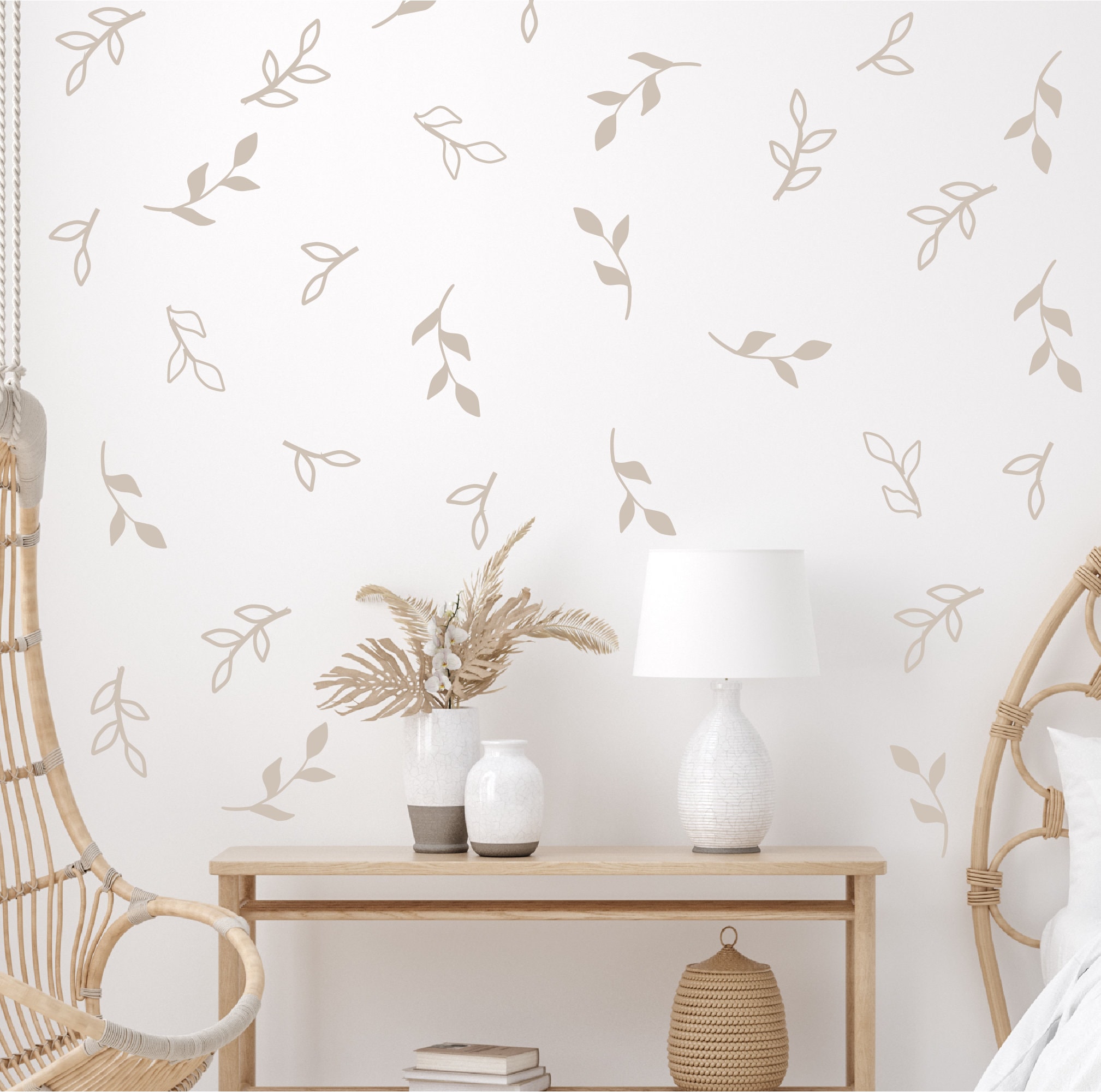 Leaf Wall Decals Botanical Leaves Wall Stickers Boho Room Etsy