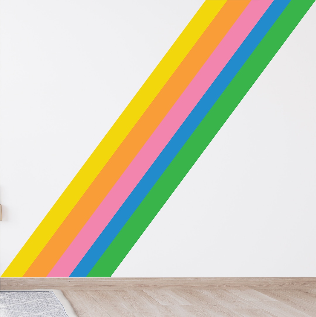 Diagonal Line Retro Stripe Wall Decal Solid Stripe Wall Decal Available