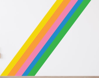 Diagonal line Retro Stripe Wall Decal • 50+ Color Options • Multiple Sizes