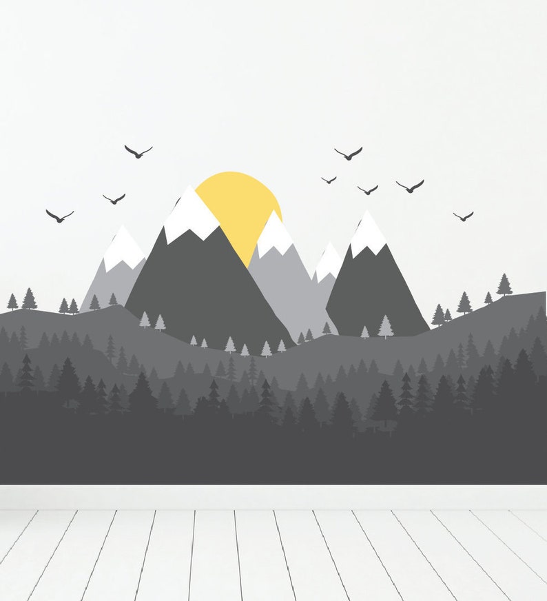 Mountain Wall Decals Nursery Kids Wall Decal Woodland Etsy