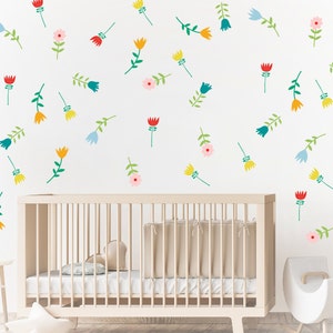 Flowers Wall Decals -Colorful Floral Wall Stickers - Peel and Stick - Flower Wall Decor