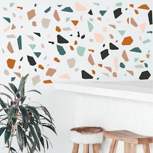 Terrazzo wall decal, bright terrazzo, bedroom wall decor,  wall stickers, abstract wall decals, modern wall decor, gift for home