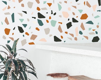 Terrazzo wall decal, bright terrazzo, bedroom wall decor, wall stickers, abstract wall decals, modern wall decor, gift for home
