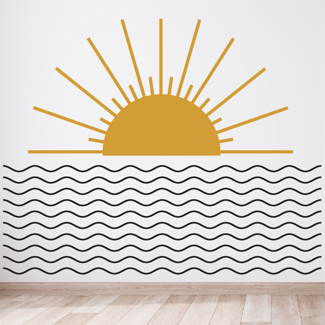 Wave Wall Decal Ocean Sunrise Mural Removable Wall Decals Wave Wall