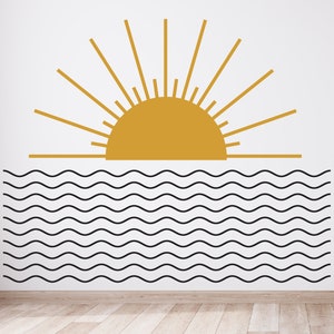 Ocean Sunrise Wave Wall Decal: Nautical Kids Room Decor