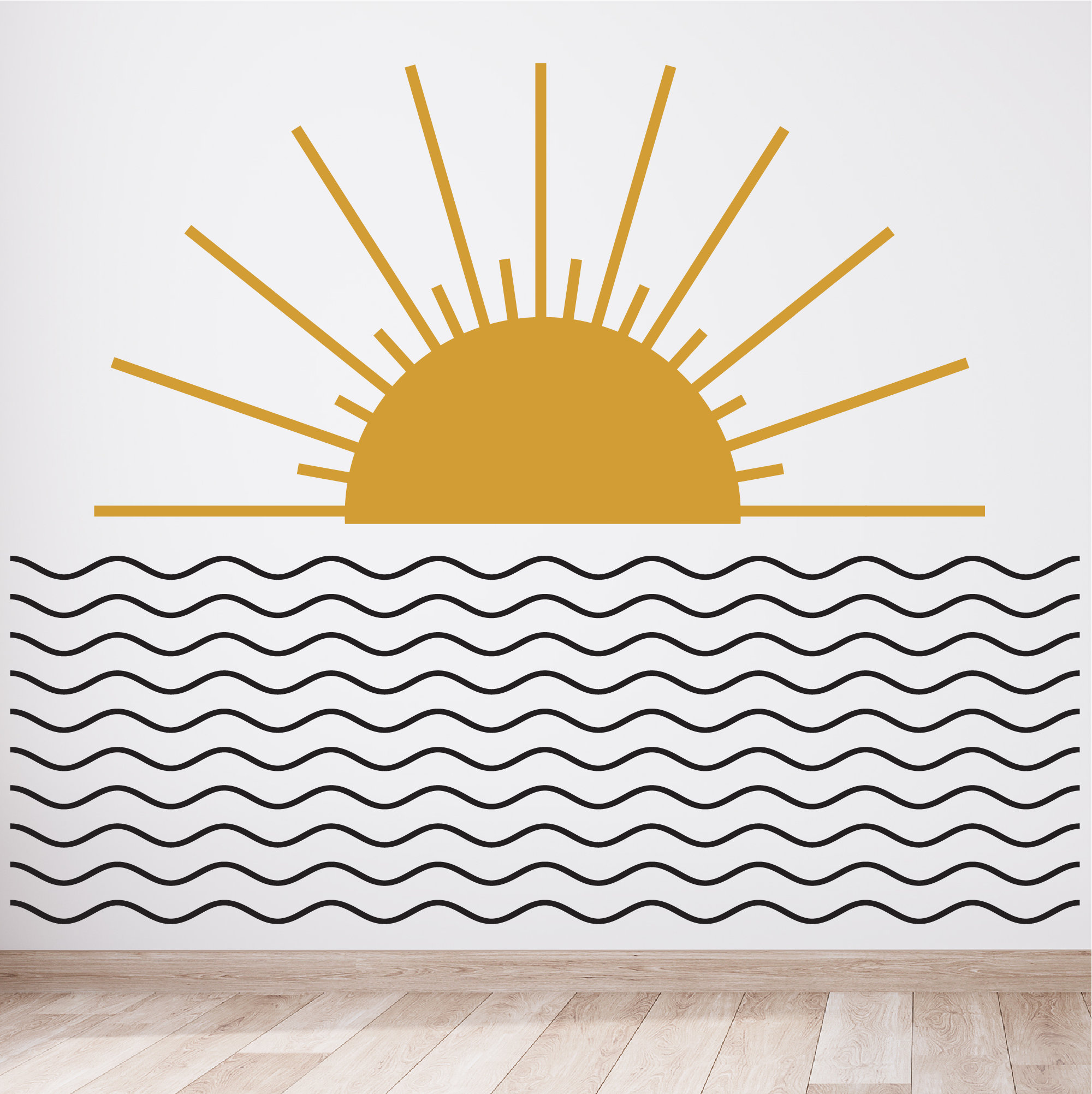 Wave Wall Decal Ocean Sunrise Mural Removable Wall Decals Etsy
