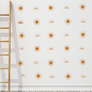 Wall Decal - Boho Sun - Sun Wall Sticker - Two Color Half Sun and Full Sun Wall Decals