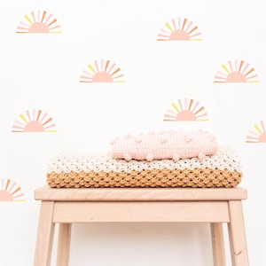Sun wall decals - Pastel colored retro sun wall decals - 4 color half sun wall stickers - Sunshine wall art - Baby room decor