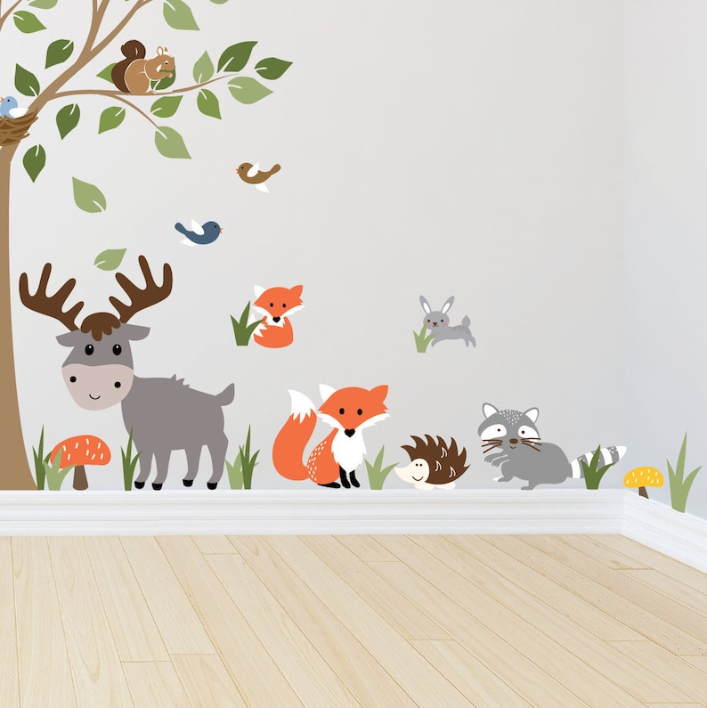 A Walk in The Forest Wildlife Animal Stickers Wall Decals Etsy