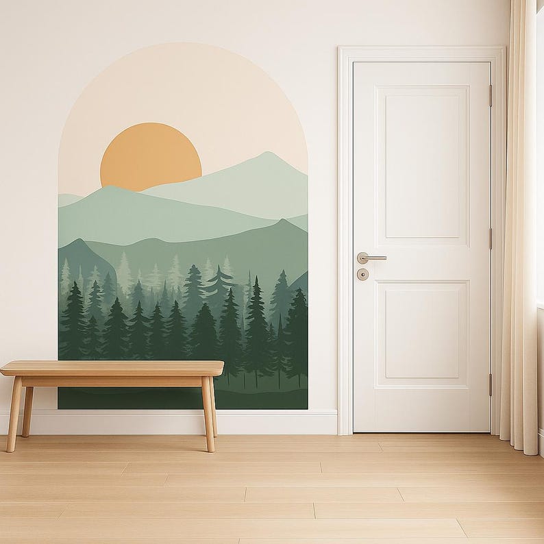 Mountain Sunrise Arch Nursery Wall Decal • 50+ Color Options • Multiple ...